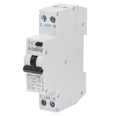 Диференційний вимикач ISKRA RFI1C25A 25A А 30 mA A 1P+N (786100922000) 786100922000 фото