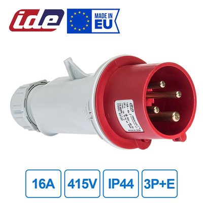 Вилка кабельна 16A 415В 3P+E IP44 IDE Червоний (3102) 03102 фото