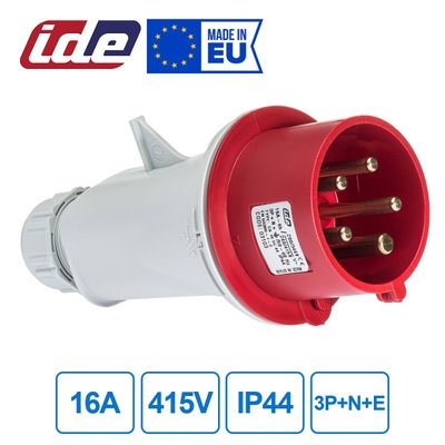 Вилка кабельна 16A 415В 3P+N+E IP44 IDE Червоний (3103) 03103 фото