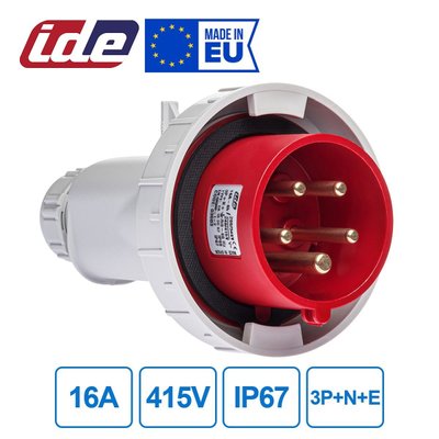 Вилка кабельная 16A 415В 3P+N+E IP67 IDE Красный (3603) 03603 фото