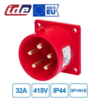 Вилка силова 32A 415В 3P+N+E IP44 IDE вбудована Червоний (3116) 03116 фото