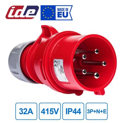 Вилка кабельная 32A 415В 3P+N+E IP44 IDE Красный (8504) 08504 фото